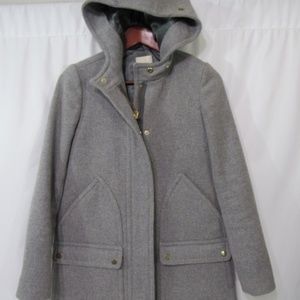 J. Crew Wool Vail Parka‎ Hooded Coat Heather Grey Size 00 Neutral Minima